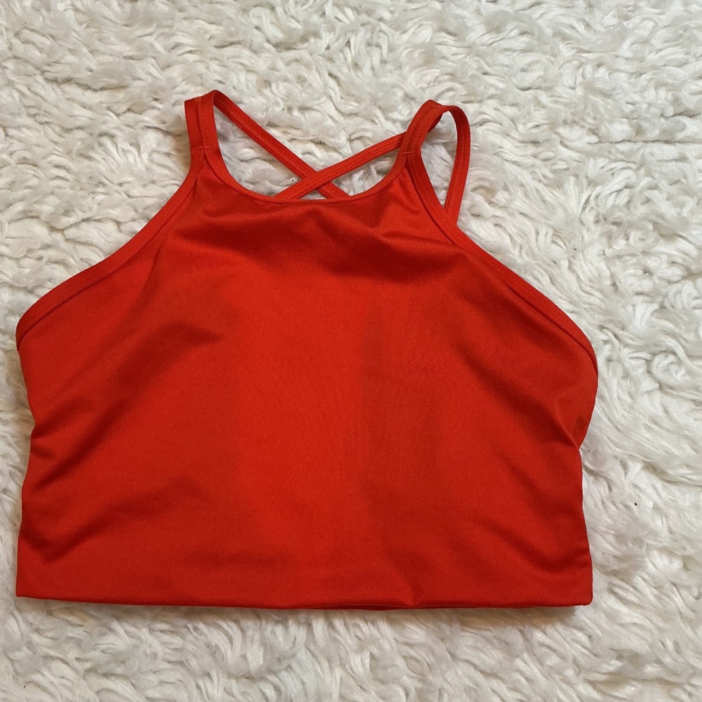 Jo+Jax Dance Crop Top Womens Small Adult SA Red Excellent High Neck Racerback